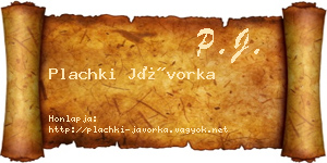 Plachki Jávorka névjegykártya